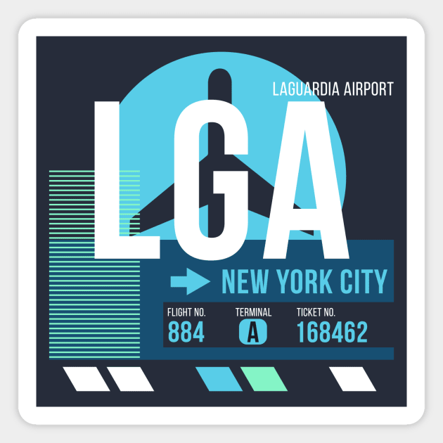 New York (LGA) Airport // Sunset Baggage Tag Magnet by Now Boarding